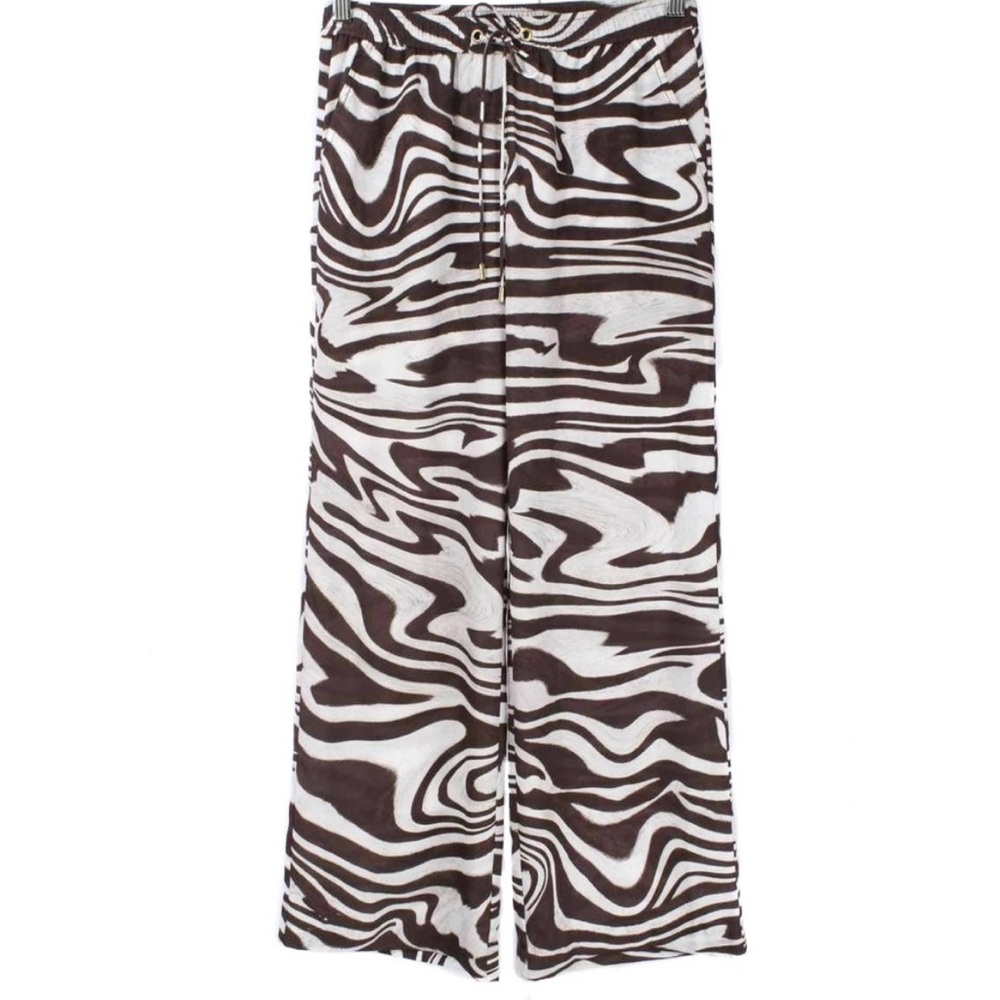 Michael Kors | NWT brown and white animal print wide leg pants | size 6 - Picture 2 of 6
